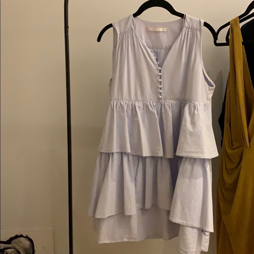 Baby blue zara tiered ruffle dress